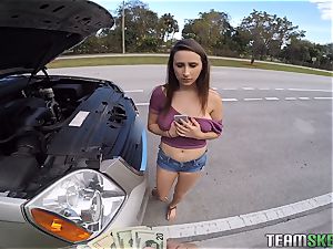 brown-haired teenager Ashley Adams poked in the car